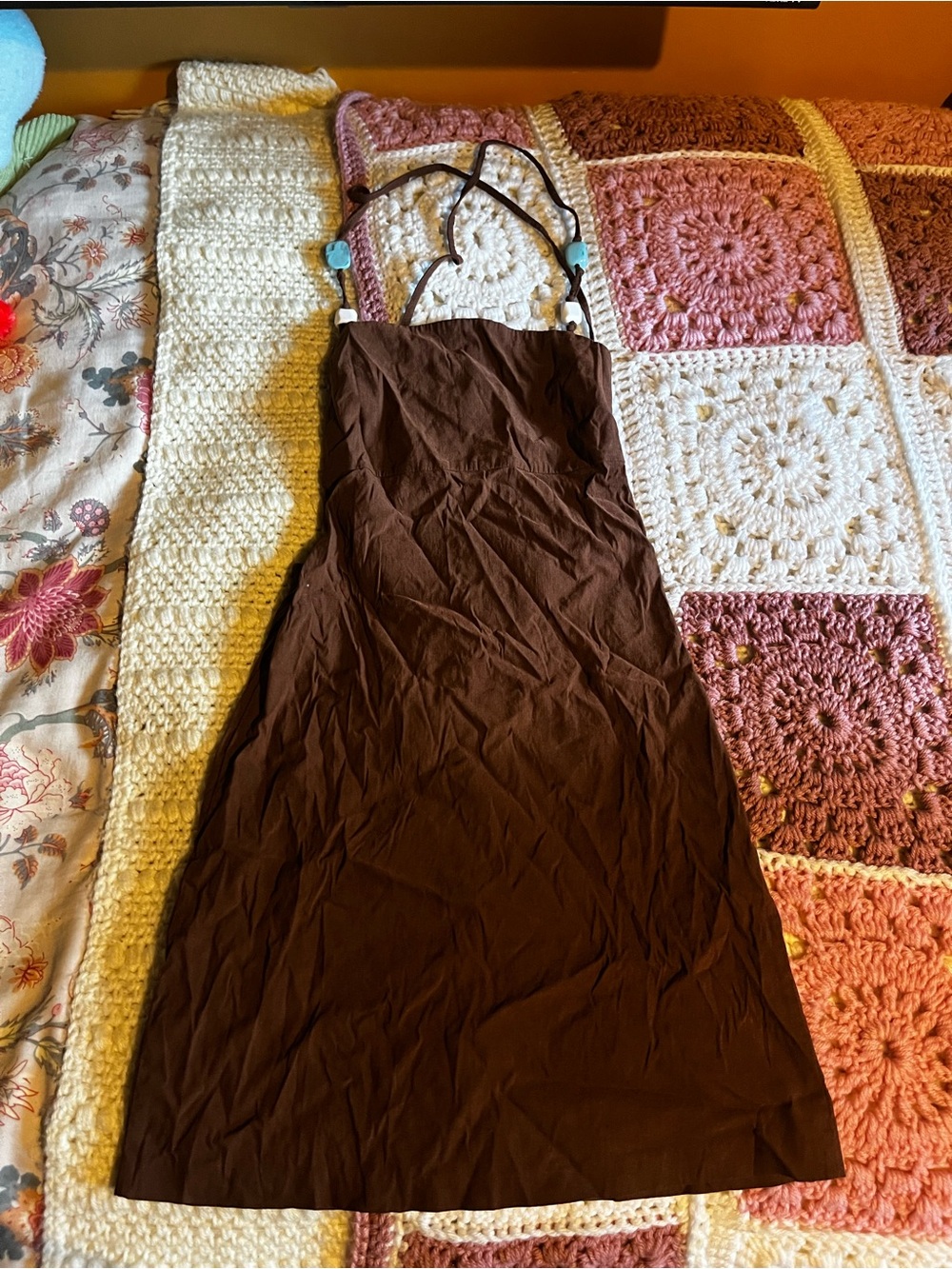 Zara Brown Spaghetti-Strap Mini Dress